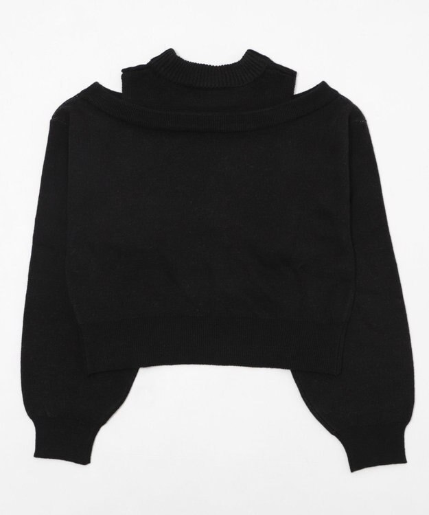 WEGO オープンショルダーナンバリングニット ブラック