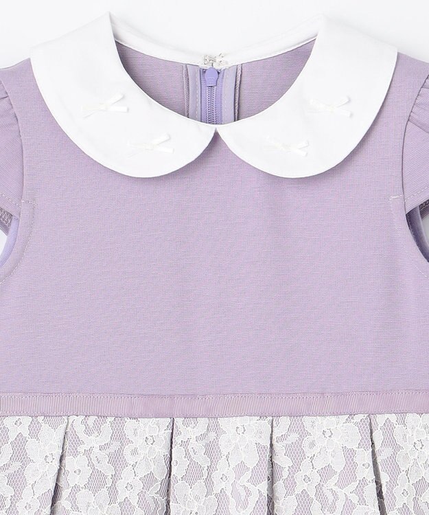 ANY KIDS 襟付きレースボンディングワンピース ラベンダー