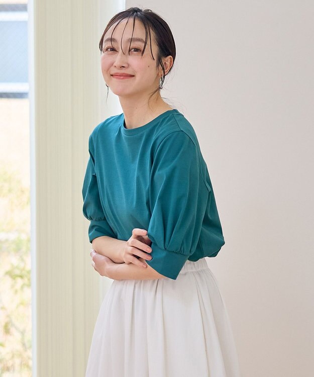 ANY パフスリーブカットソー ターコイズ