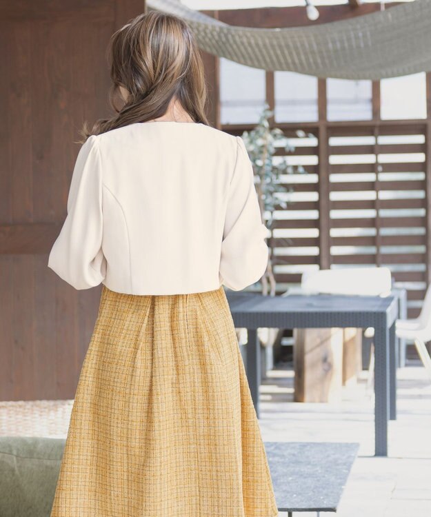 Tiaclasse L 【洗える】タックパフスリーブボレロ アイボリー