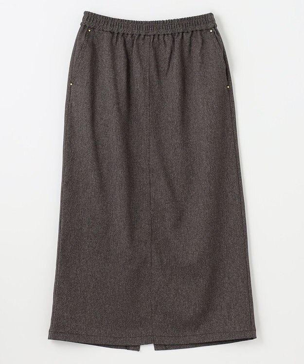 ANY 【ウエストゴム】クラシカルツイードタイトスカート ブラウン