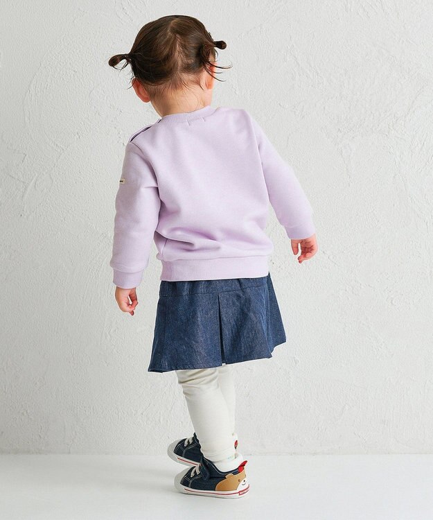 MIKI HOUSE HOT BISCUITS 【70-120cm】【Everyday Series】ワンポイント くすみカラー裏毛パイルトレーナー パープル
