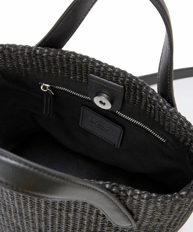 TOPKAPI 【Breath TOPKAPI】レザーハンドル ショルダー付き トート カゴバッグ ブラック