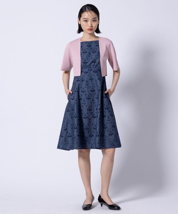 TOCCA 【洗える】PEACOCK TAIL LACE ドレス ネイビー系7