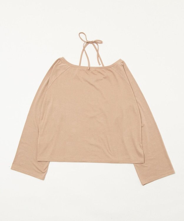 WEGO オフショルダークロスロゴトップ ベージュ