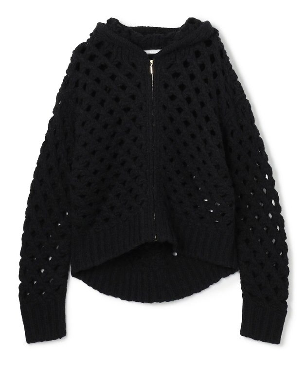 BEIGE， KOKOMO / ウールアルパカメッシュニットパーカー Black