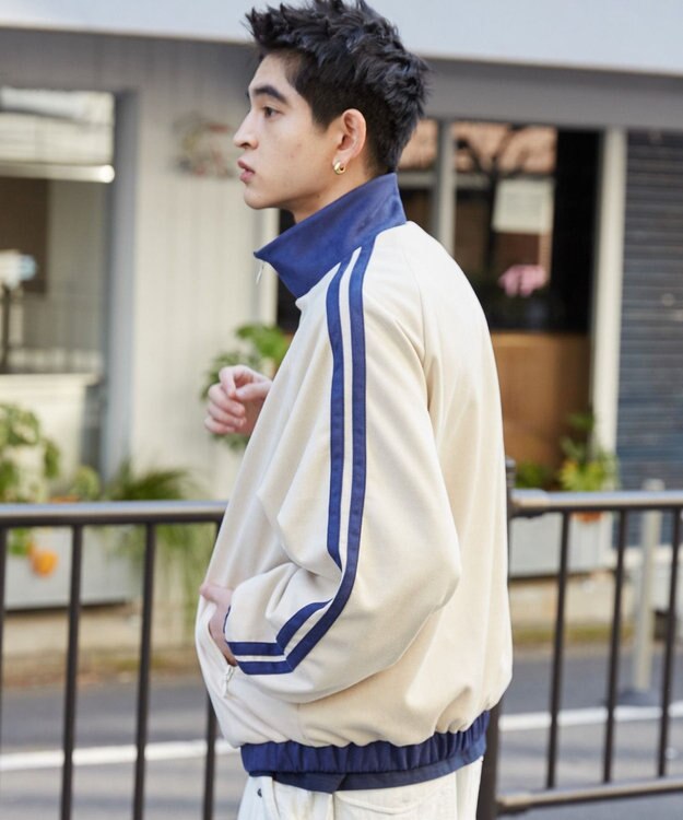 WEGO フェイクスウェードライントラックジャケット ホワイトアイボリー