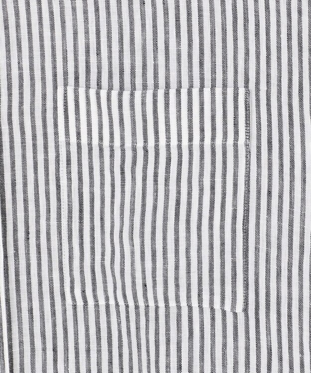 23区 S 【WEB限定カラーあり/洗える】LIBECO バンドカラー ビッグシルエット シャツ ネイビーストライプ