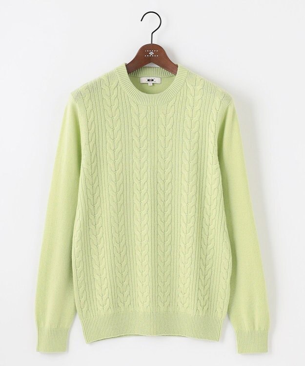 JOSEPH ABBOUD 【暖か・軽量】カシミヤブレンド クルーネック ニット ライトグリーン系