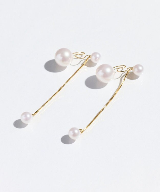 Phoebe ロングバックモチーフイヤリング　パール ホワイト