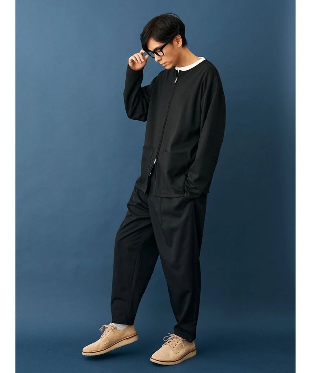 CRAFT STANDARD BOUTIQUE 強撚ポンチラウンドヘムカーディガン Black