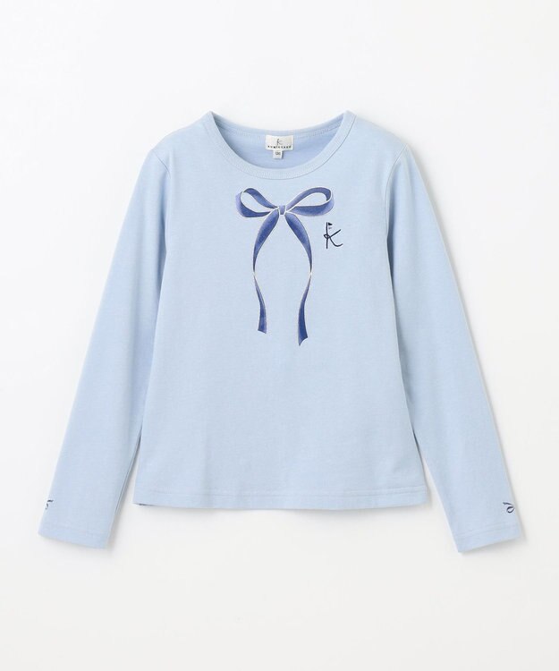 組曲 KIDS 【110-140cm】リボンアート Tシャツ サックスブルー系