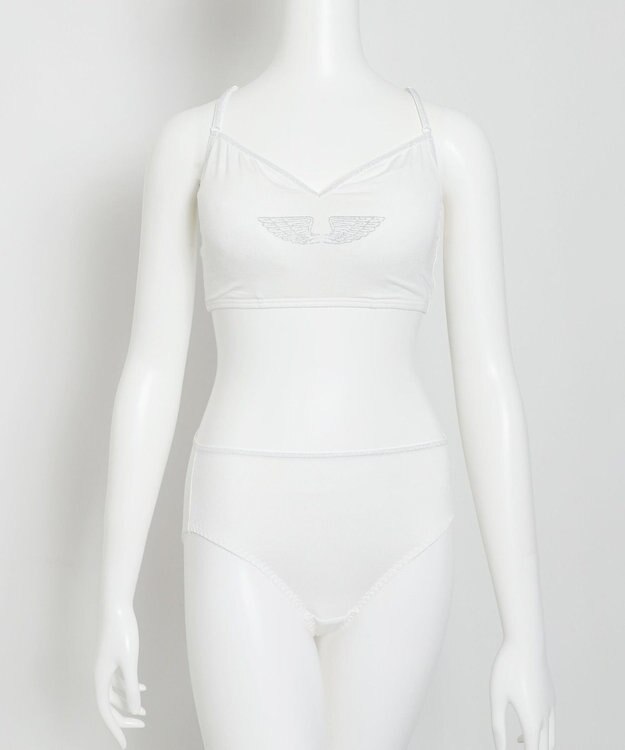 WEGO 【ブラトップ＆ショーツセット】Liliane　Ciel　フェザーラメ ホワイト