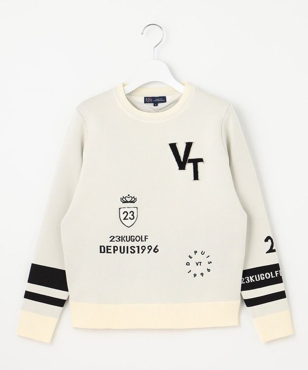 23区GOLF 【WOMEN】【ウォッシャブル】グラフィックダブルジャガードニット ホワイト系