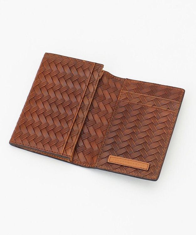 JOSEPH ABBOUD 【名刺入れ】カウレザー エンボスメッシュ ブラック系