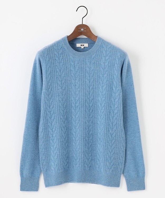 JOSEPH ABBOUD 【暖か・軽量】カシミヤブレンド クルーネック ニット ターコイズブルー系