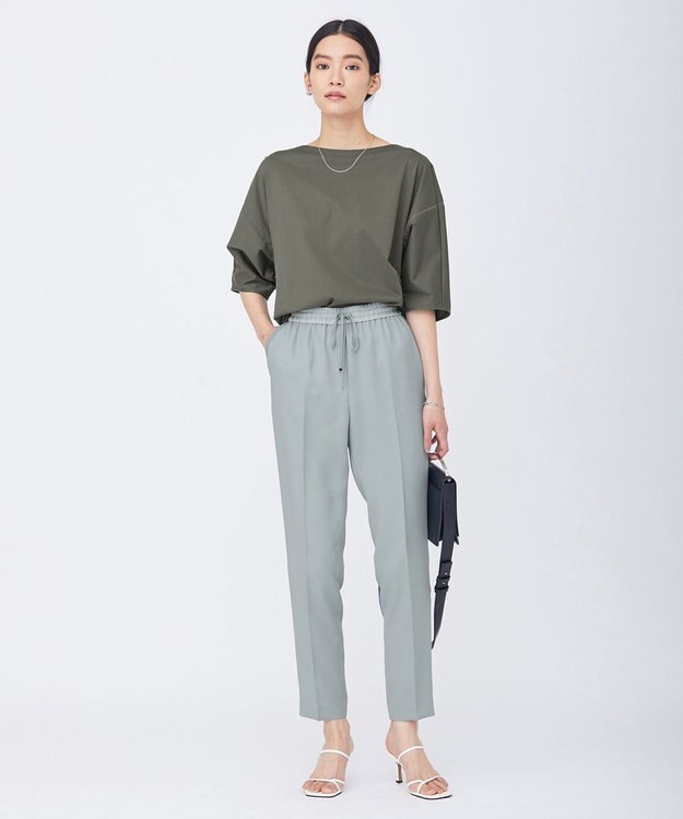 ICB L 【新色追加・洗える】 FluidBackSatin ドロストパンツ ジェイドグレー系