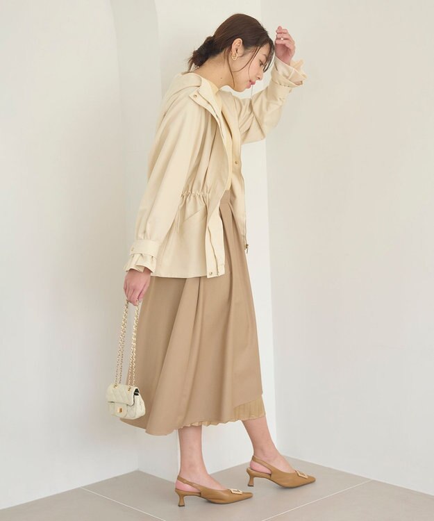 Feroux 【洗える】プリーツコンビ スカート ベージュ系