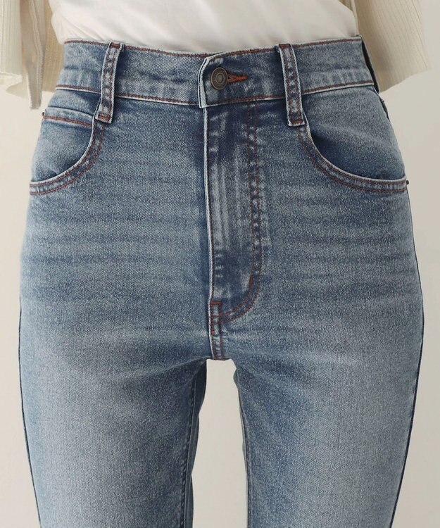 WEGO 【美脚パンツ】ストレッチフレアデニムパンツ デニム中濃色