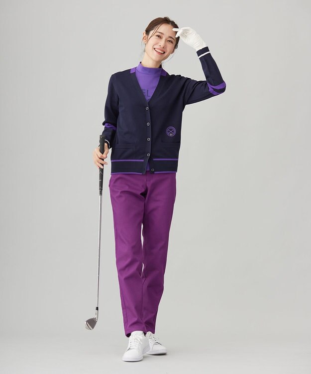 23区GOLF 【WOMEN】【ウォッシャブル】ニットカーデガン ネイビー系