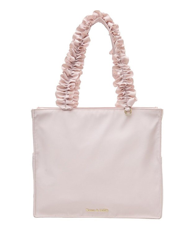 Maison de FLEUR サイドポケットフリルハンドルスクエアトートバッグ Grayish Pink