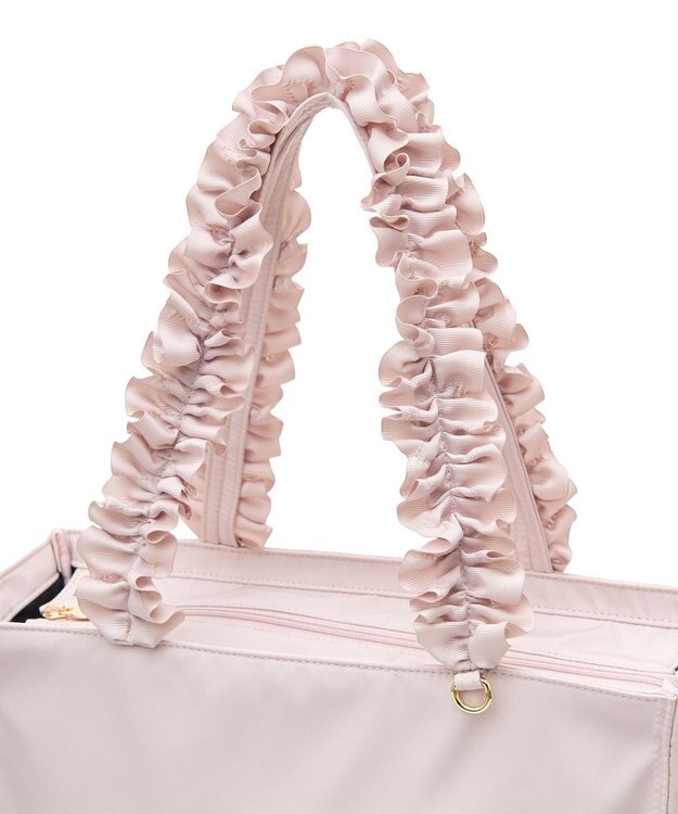 Maison de FLEUR サイドポケットフリルハンドルスクエアトートバッグ Grayish Pink