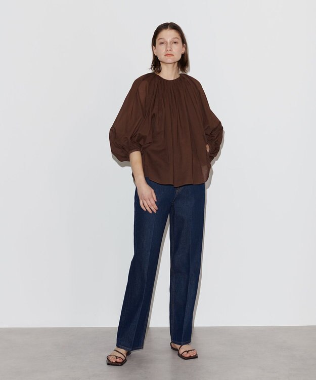 NAVE 【Nave　洗える】ボリュームボイル ブラウス ダークブラウン系