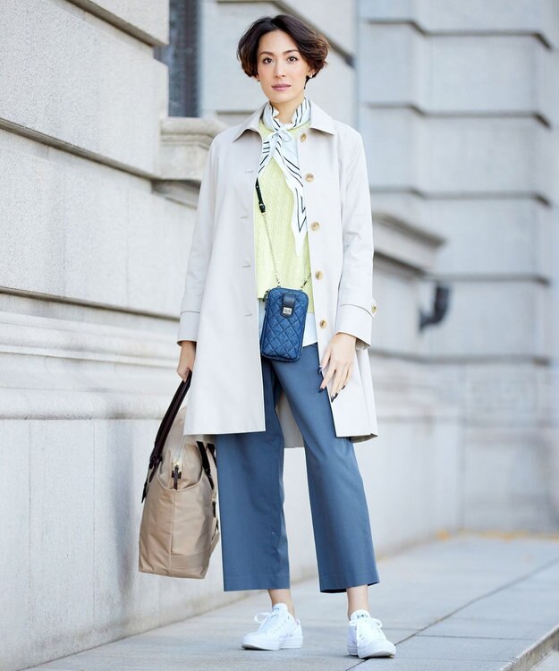 J.PRESS LADIES ストライプ プリント 剣先 スカーフ ホワイト系5