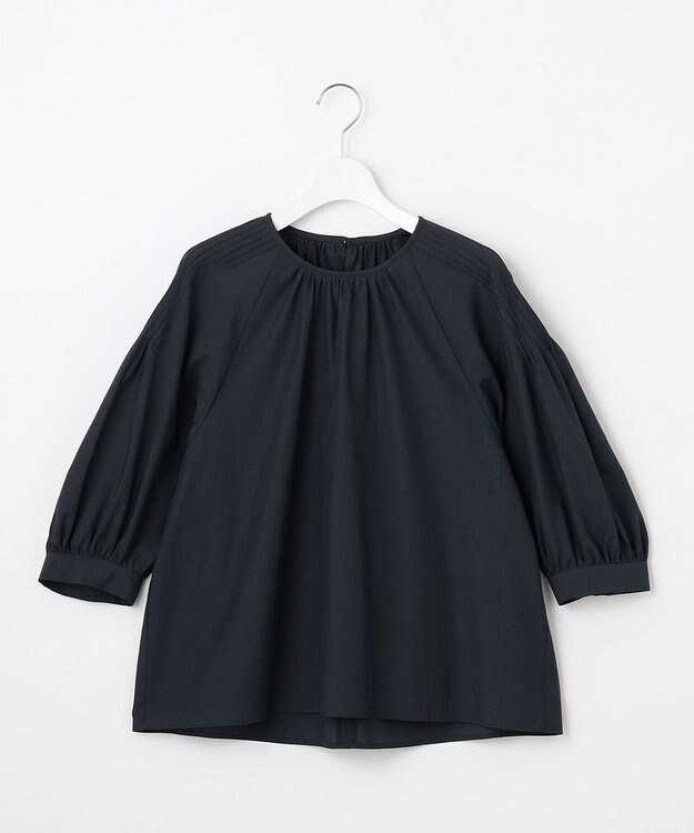 自由区 【カタログ掲載】シアーソフトシャンブレークロップド丈 ブラウス ネイビー