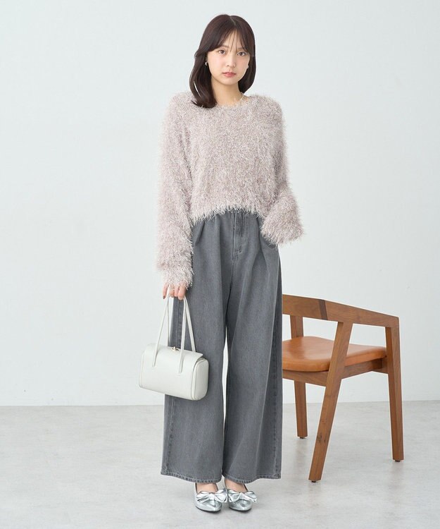 earth music&ecology きらきらフェザーニットプルオーバー Beige