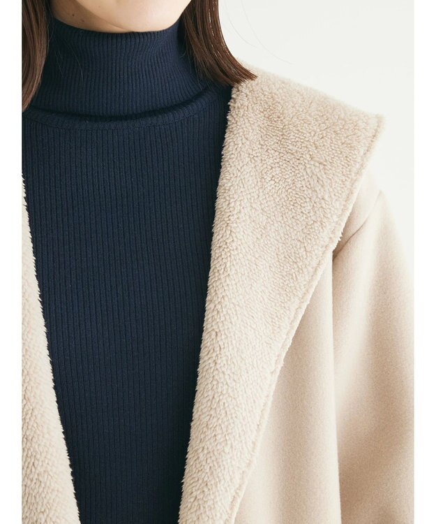 Green Parks ２ｗａｙフード裏ボアミディ丈コーディガン Beige