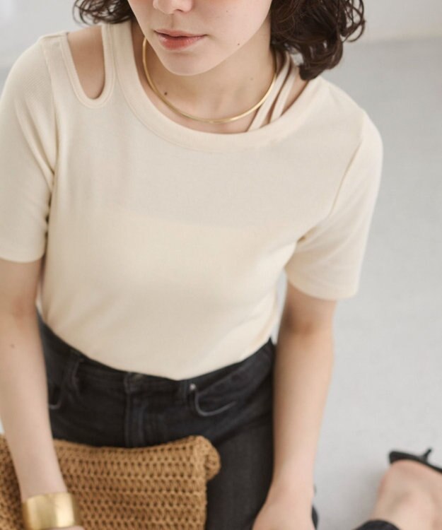 WEGO 【ANGIE VINTAGE】アシンメトリーカットアウトトップス ホワイトアイボリー