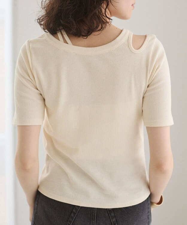 WEGO 【ANGIE VINTAGE】アシンメトリーカットアウトトップス ホワイトアイボリー