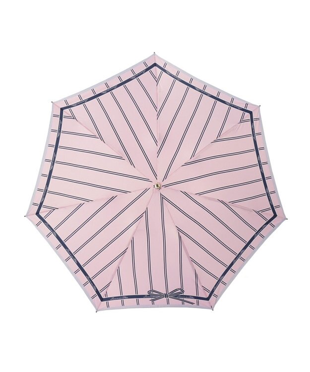 MOONBAT 【雨傘】ランバン オン ブルー(LANVIN en Bleu) リボンストライプ 折りたたみ傘  楽々開閉 クイックアーチ ピンク