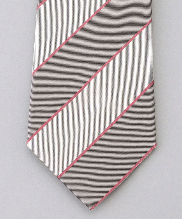 GOTAIRIKU  GOTAIRIKU別注【日本製】シルク ネクタイ_レジメンタル柄 グレー×ブラウン