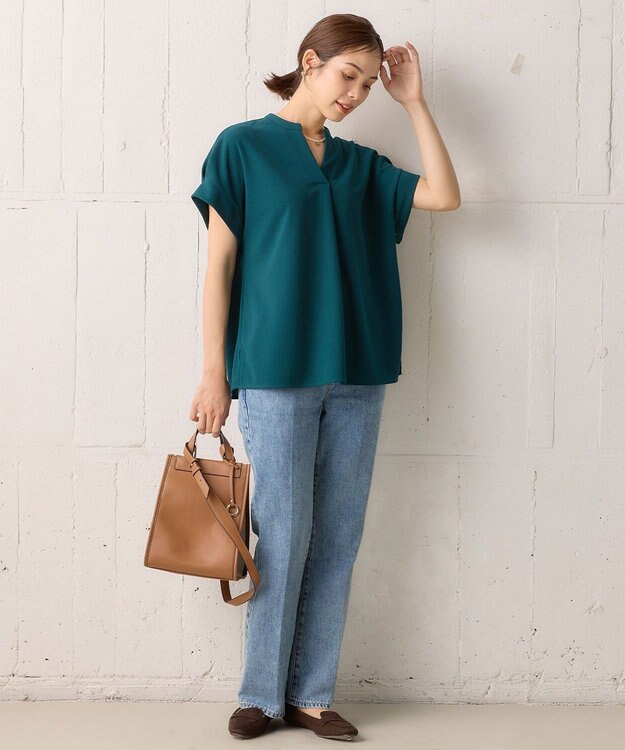 組曲 S 【WEB限定】ライトジョーゼットスキッパー ブラウス ダークグリーン系