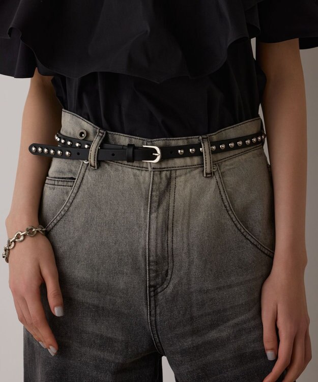 GRACE CONTINENTAL サス付zipデニムパンツ ブラック