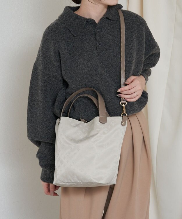 russet ナイロンジャガード2WAYミニトートバッグ(SF-260) Ecru