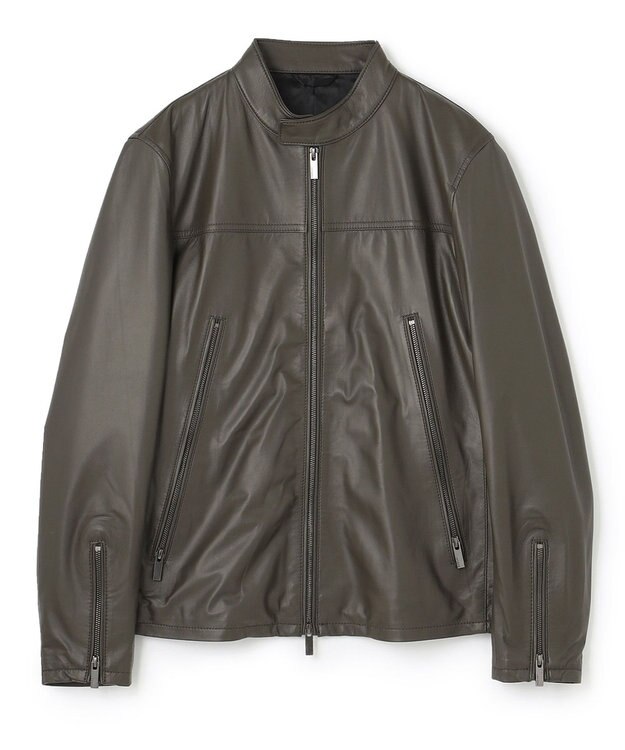 JOSEPH HOMME 【新色追加】ライトラムナッパレザー　シングルライダース カーキ系