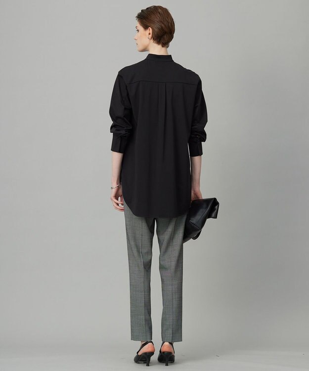 ICB 【洗える】 ブラウスライクジャージー ロングカットソー ブラック系