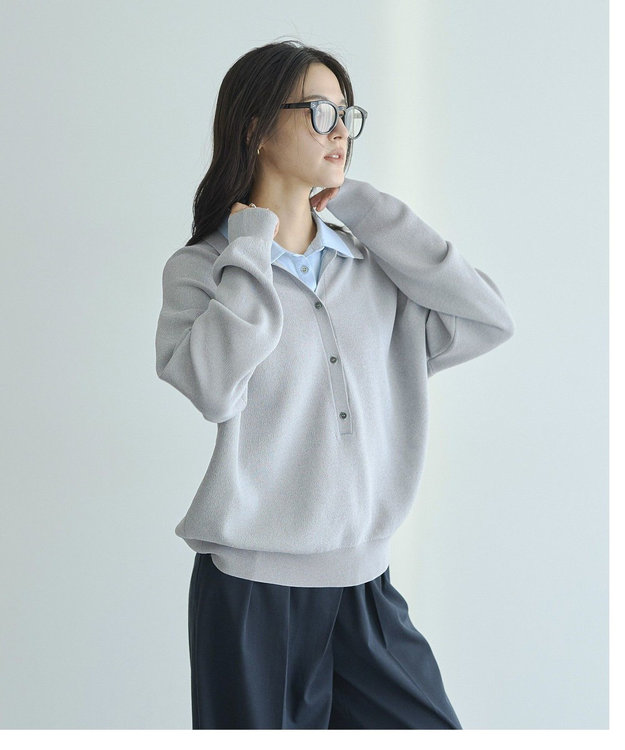 YECCA VECCA 2wayレイヤード風ポロニット Gray