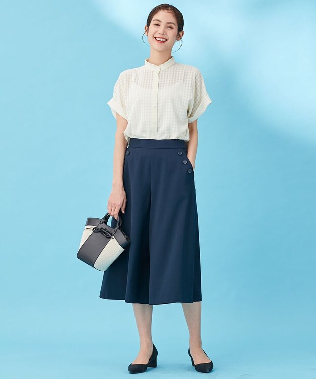 組曲 【洗える】ライトツイルストレッチセーラー パンツ ネイビー系