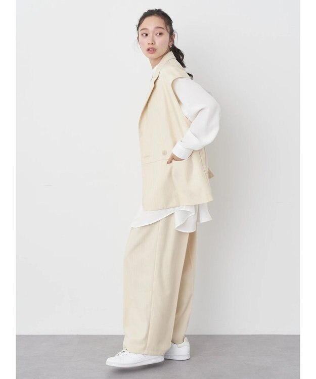 earth music&ecology ピンストライプジレ Beige