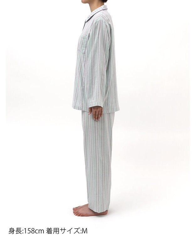 Wing パジャマ 長袖 長ズボン 綿100%(本体) 二重ガーゼ レディース EP8070 ウイング／ワコール パープル