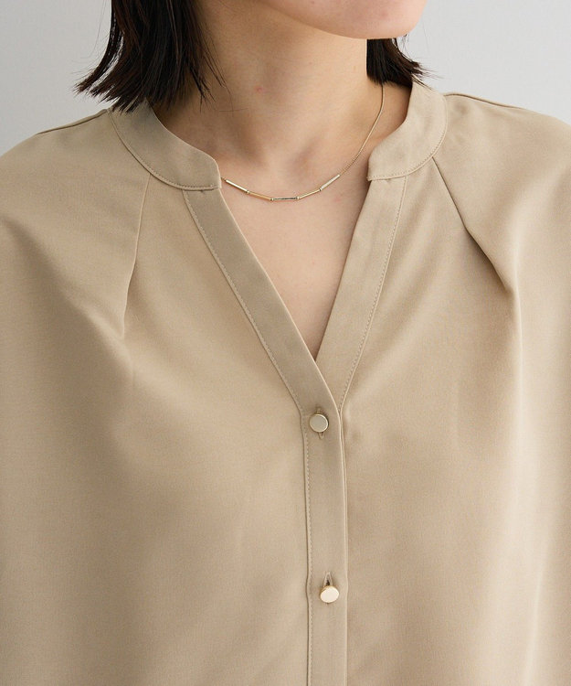 Green Parks ＳＥＴ２点スキッパーブラウス＋プリーツスカート Beige