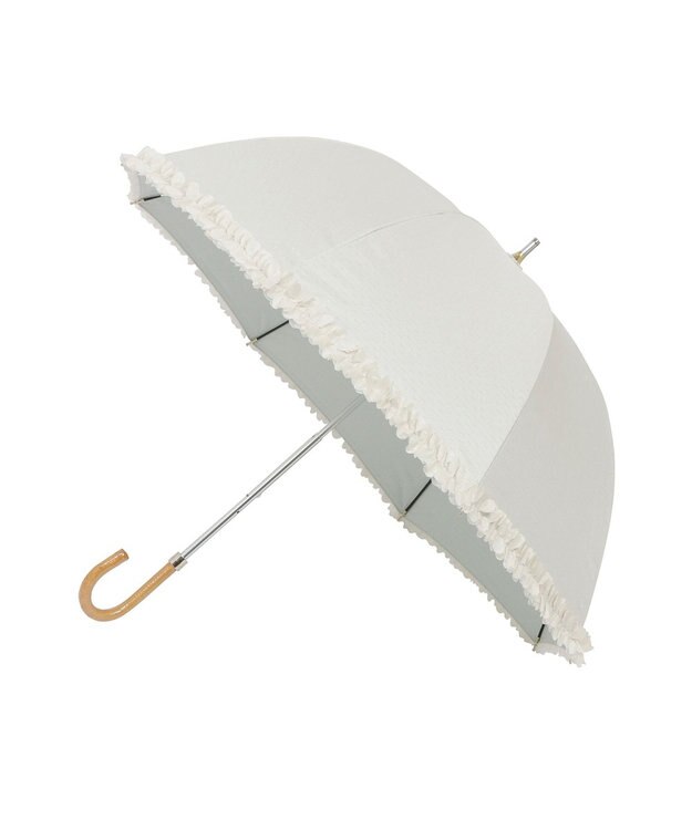 MOONBAT 【遮光/晴雨兼用日傘】LANVIN en Bleu (ランバン オン ブルー)ドビーフリル ハート 遮熱 UV 長傘 オフホワイト