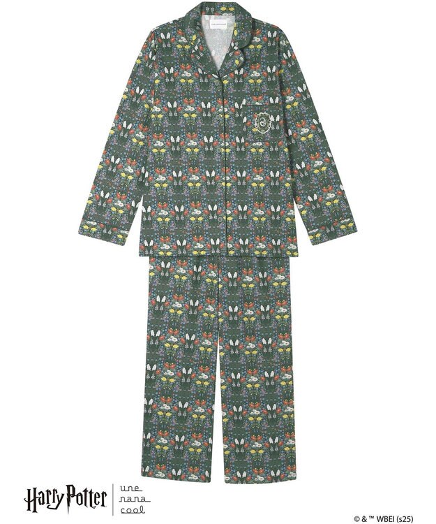 une nana cool 【ハリー・ポッターコラボ】【綿100%】開襟パジャマ グリーン