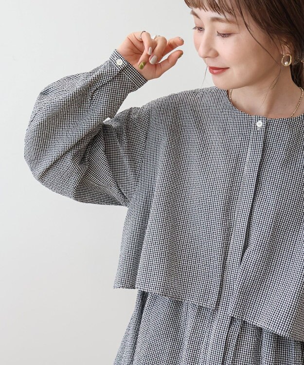 AMERICAN HOLIC サッカーティアードロングブラウス Gingham Check