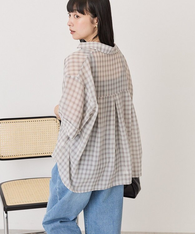 AMERICAN HOLIC 【イージーケア】スキッパーチェックシャツ Beige