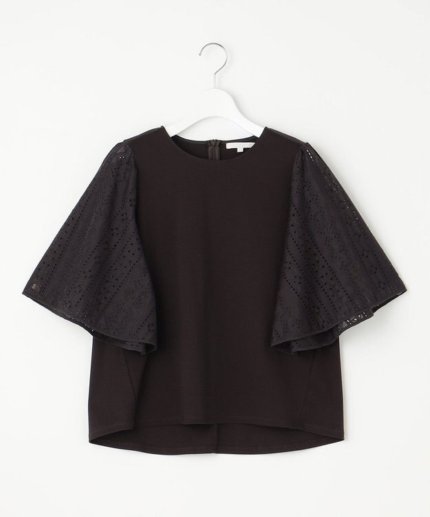 自由区 L 【カタログ掲載・洗える】エンブロイダリーコンビジャージ カットソー ダークブラウン